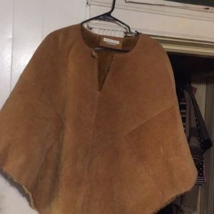 Women suede poncho